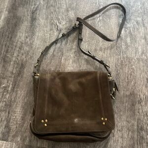 JEROME DREYFUSS Igor Brown Suede Crossbody Bag